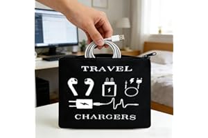 Travel Charger Storage Bag Portable Electronics Organizer Pouch Black Waterproof Tech Accessories Case for Car Office Home Ca