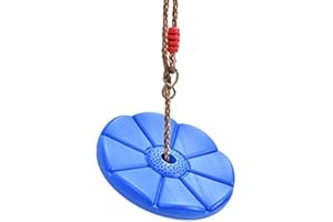 Sutekus Disc Swing Seat Daisy Disc Tree Swing with Rope Plastic Monkey Swing Playset for Backyard Outdoor(Blue)