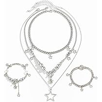 【VINTAGE HOLLYWOOD】[925silver] Twinkle Layered Necklace Amazon.com: MSSIEJEW Silver Y2k Star Necklace Set: 3pcs