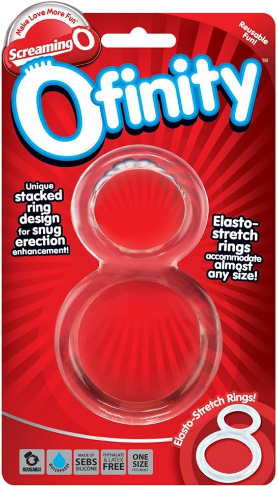 Screaming O Clear Ofinity Double Erection Cock Ring, Blue and red - Image 3