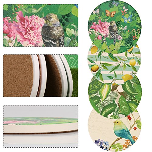 LogHog Ceramic Coaster Set of 4, Glasses Cup Holder Coffee Mug Place Mats Absorbent Stone Coasters for Drinks(Beautiful Songbirds)