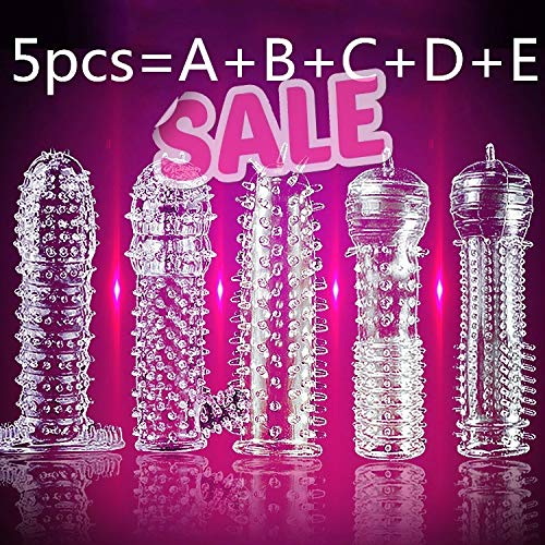 sandywident 5pcs Adult Sex Fun Elastic Rubber Reusable Condoms Adult Couples Toy Sex Extender Products Condom Sex Massager
