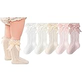 CHUNG Toddler Baby Girls Knee Hight Stocking Cotton Socks 0-7Years Solid Color Bowknot Thin Spring Summer