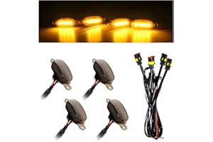 NYTKL 4 PCS Car LED Grille Lights, Waterproof Bright Front Grill Trim Lamps with Wiring Harness, Bumper LED Running Lights for 2004-2019 F150 F250 F350 Raptor 2013-2018 Ram 1500 (Black & Yellow)