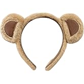 Tedercle Brown Bear Ears Headband for Kids and Adults, Plush Animal Ear Headpiece for Halloween, Dress Up, Cosplay Costume Accessories, School Plays, and Birthday Party Outfits