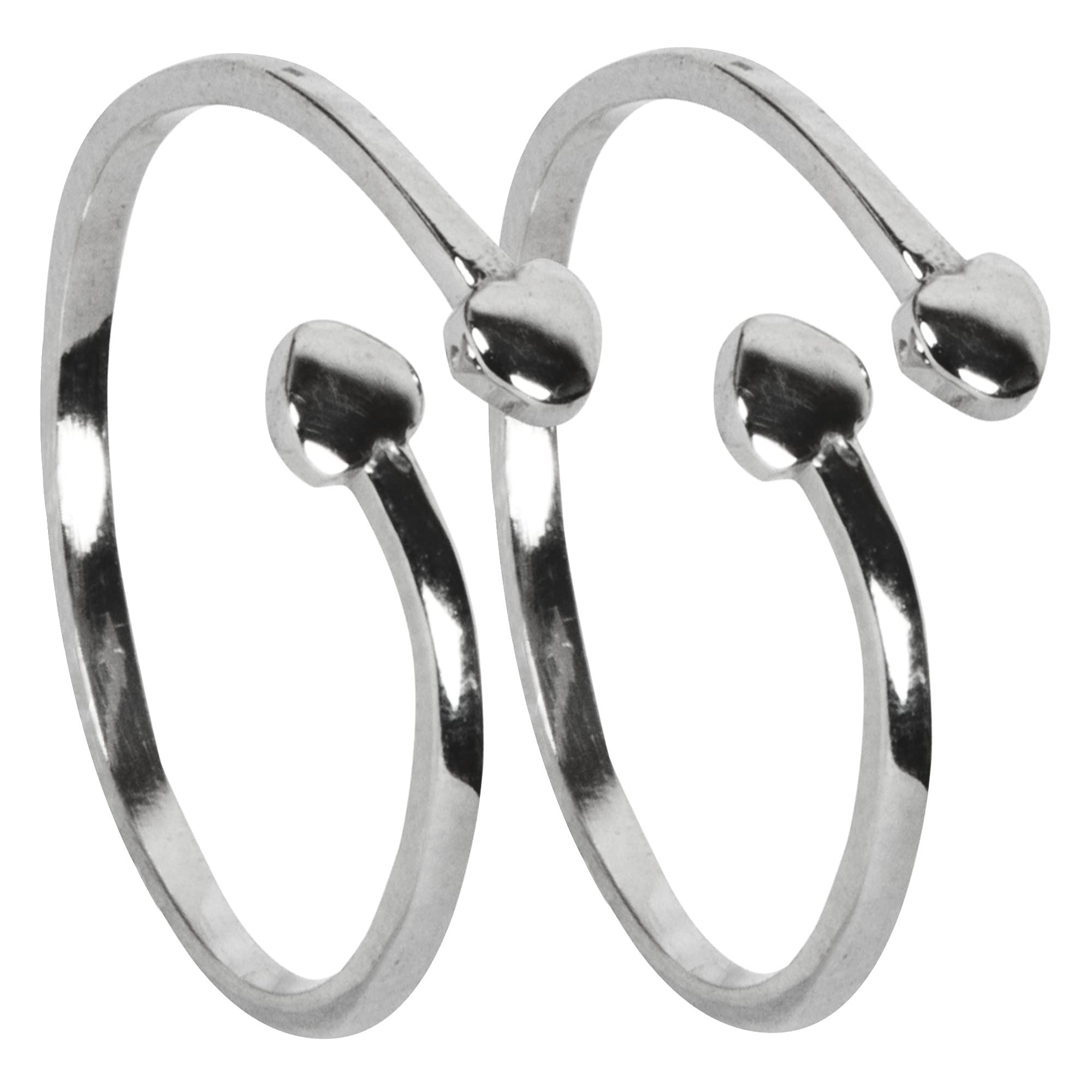 Mnshaa Sterling Silver Rings Pair 925 Rhodium Plated Adjustable Reaching Out Design, Hearts and Arrows