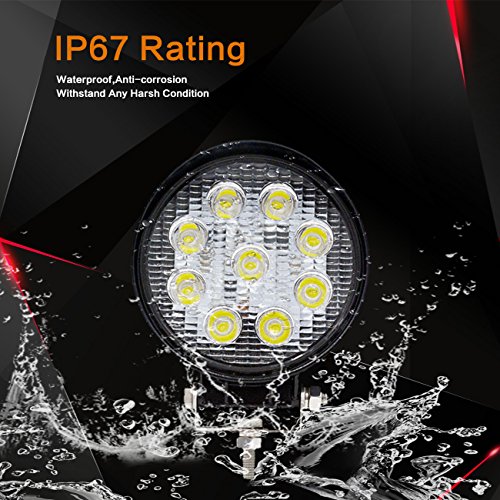 LED Light Bar(Pack of 2),JAHURD 27W Work Light 12V Flood Driving Light Off-road, 4wd, 4x4, Utv, Buggies, Atv, Suv, Jeep,Motorbike, Motorcycle-Dually lights