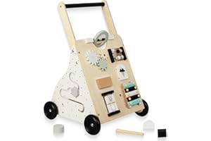 WOODENFUN Wooden Baby Push Walker for 1 Year Old Up,9 in 1 Baby Learning Walking Toys with Shape Sorter, Christmas Birthday Gifts for 1 2 3 Year Old Boys Girls Toddlers