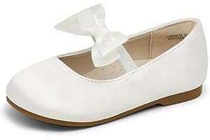 DREAM PAIRS Girls Dress Shoes Mary Jane Flower Girl Bow Ballet Flats for Wedding Party Toddler/Little Kid