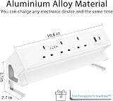 BQO Desk Power Socket Strip 3 UK Plugs USB A C 15.5W Aluminum 6.56FT Home Office view 5