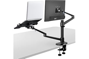 Viozon Monitor and Laptop Mount, 2-in-1 Adjustable Dual Arm Desk Mounts Single Desk Arm Stand/Holder for 17 to 32 Inch LCD Co