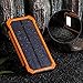 15000mAh Solar Charger F.Dorla Portable Power Bank Solar Phone Charger Waterproof Dual USB Battery Charger External Backup Battery with Flashlight for Cellphone iPhone Samsung Android iPad (Orange)