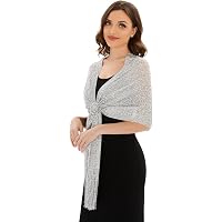 vimate Silver Shawl for Women, Glittering Metallic Shawl Scarf and Wraps  for Evening Patry Dresses (Silver) at Amazon Women's Clothing store