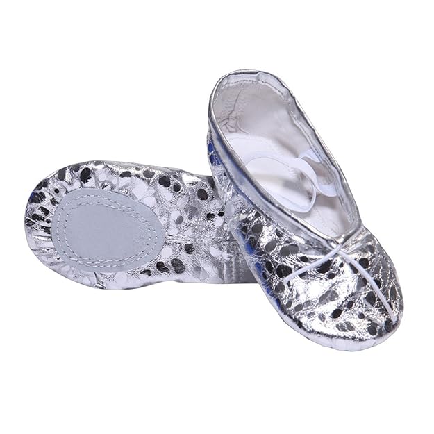 DoGeek Pailletten Ballettschuhe Weich Ballet Trainings Schläppchen Balletschläppchen für Mädchen/Damen Größen 25-40 (Gold,Sil