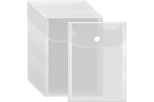 Vmiapxo 20 Pcs Small Plastic Envelopes with Snap Closure, Reusable Stamp and Die Storage Pockets, Waterproof Clear Envelope Pouch as Sticker Organizer, Receipt Holder, Photo Storage Folders (5x7 Inch)