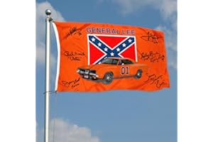 Autographed Checkered Racing Flag General Lee # 01 Flag Banner 3x5Feet for Car Fans with Brass Grommets (Car)