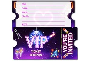 Doguiei Neon Vip Birthday Party Invitations, Purple VIP Invitations Card for Boys Girls (30 Cards & 30 Envelopes)