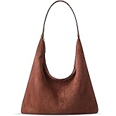 XquiziFit Suede Shoulder Bag for Women Suede Purse Boho Bags Slouchy Tote Bag Satchels Trendy Crescent Crossbody Bag Handbag