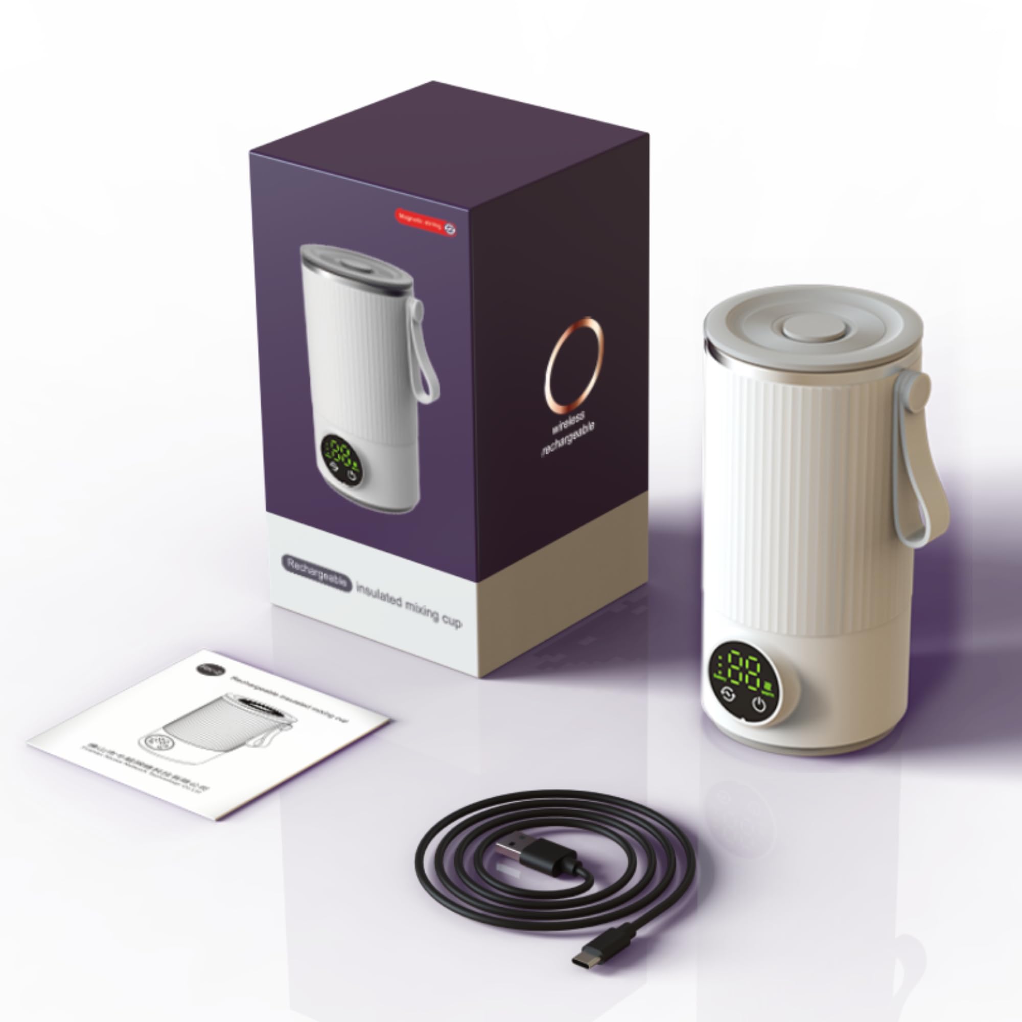 Bewinner 400 Ml Reisewasserkocher Klein – Tragbarer Miniwasserkocher Kabelloser 6000 MAh, Wiederaufladbar mit 4 Gängen, Edelstahl Wasserkocher mit Automatische Abschaltung für Milch