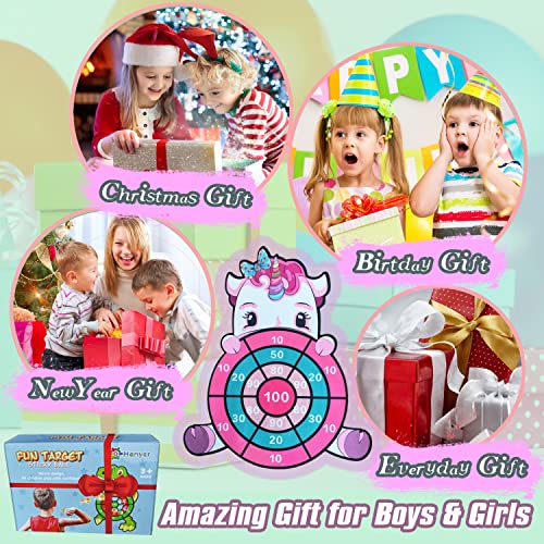 25" Kids Large Unicorn Dart Board with 16 Sticky Balls, Indoor Outdoor