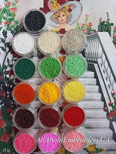 image for AllAboutEmbroideryUA Bead Embroidery kit, Lady in White, Needlepoint, 