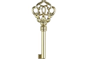 VIDABTE KYF-2 Solid Brass Reproduction Skeleton Key,Antique Brass Skeleton Key fits Most of Sligh, Pearl, Colonial and Seth Thomas Clocks - Fancy, Vintage and Old Furniture (1 pcs)