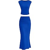 PRETTYGARDEN Skirt Sets Women 2 Piece Outfits Summer Outfits 2026 Going Out Crop Tops Long Maxi Skirts Beach Vacation Clothes