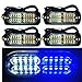 12-24V 20-LED Super Bright Emergency Warning Caution Hazard Construction Waterproof Amber Strobe Light Bar with 16 Different Flashing for Car Truck SUV Van - 4PCS (White Blue)