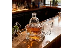 Excavator-Shaped Whiskey Decanter Bottle 300ML Hand Carved Empty Wine Carafe Liquor Storage, 3D Excavator Whiskey Wine Bottle