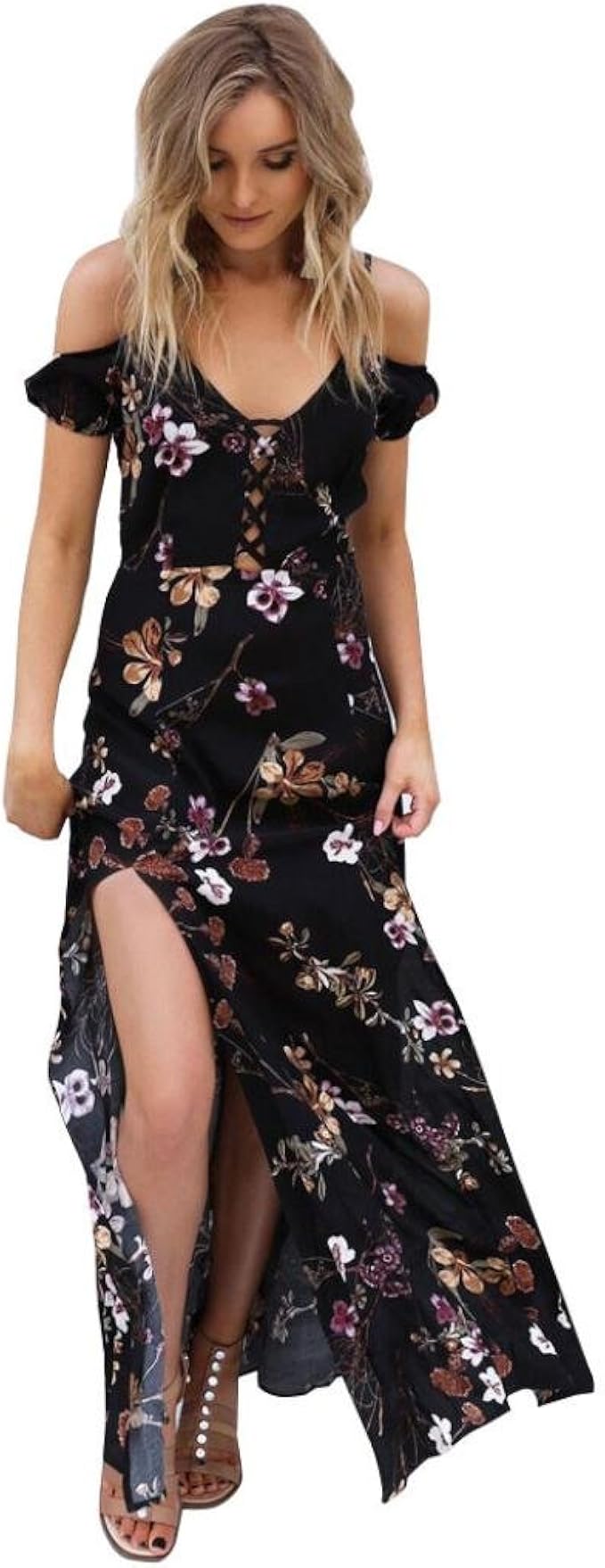 Schwarzes Kleid Mit Blumen Lang Schwarzes Kleid Mit Blumen Lang