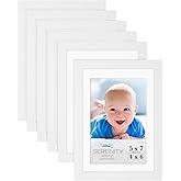 Icona Bay 5x7 Picture Frames w/Removable Mat for 4x6 Photos (White, 6 Pack), Sleek Modern Style Frames, Table Top or Wall Mount, Serenity Collection