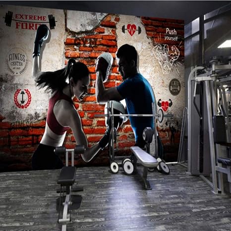 Amazon Xueshao ジムボディービルボクシングフィットネスバー背景壁紙カスタム3d Ktv壁画衣料品店装飾壁紙a 350x250cm 壁紙