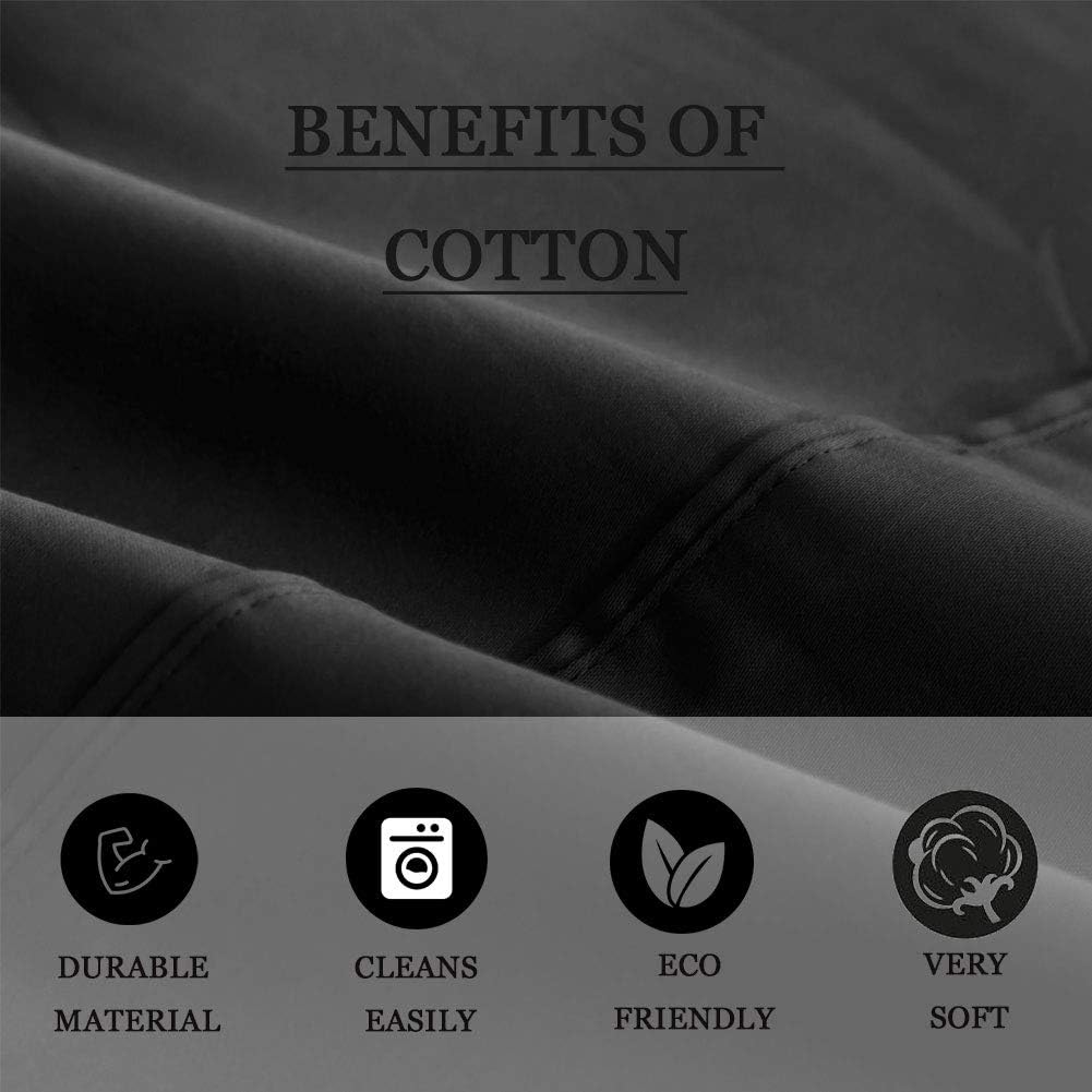 SONORO KATE 100% Pure Egyptian Cotton Sheets Sets,Cooling Bed Sheets 600 Thread Count Long Staple Cotton,Sateen Weave for Soft and Silky Feel, Fits Mattress 16'' Deep Pocket (Black, Full): Home & Kitchen