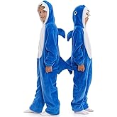 HSCTEK Child Luxury Double-sided Flannel Shark Onesies with Hoodie(One set for single one)