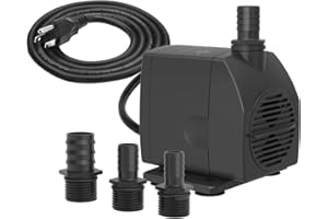 Knifel Submersible Pump 450GPH Ultra Quiet with Dry Burning Protection 8.2ft High Lift for Fountains, Hydroponics, Ponds, Aquariums & More…