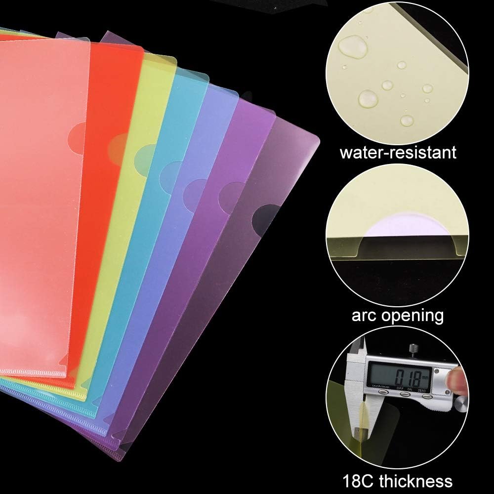 EOOUT 35pcs Plastic Clear Document Folders Project Pockets, Letter Size and A4 Size, 7 Assorted Colors … : Office Products