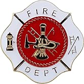 Support the Fire Department (White) 1 inch Diameter Metal Lapel Pin with Butterfly Clasp