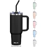 COKTIK 40 oz Tumbler With Handle and Straw, Insulated Tumbler With Leakproof Lids, Stainless Steel|BPA-Free, Cold for 24 H (Black)