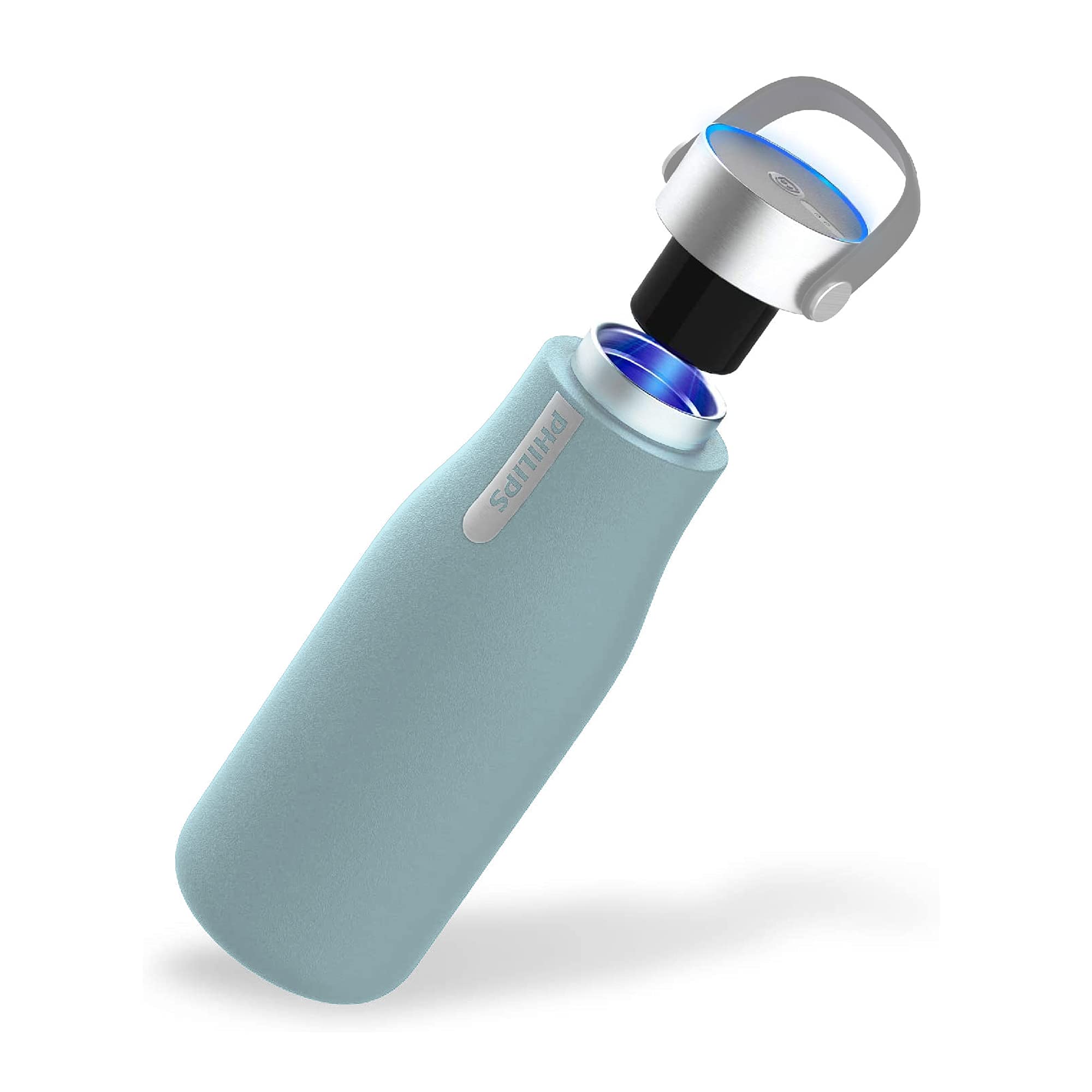 Photo 1 of PHILIPS Water GoZero UV Self-Cleaning Smart Water Bottle Vacuum Stainless Steel Insulated Water Bottle with Handle Double-wall, Auto Cleaning, Keep Drink Hot or Cold, BPA Free, Blue, 20 oz