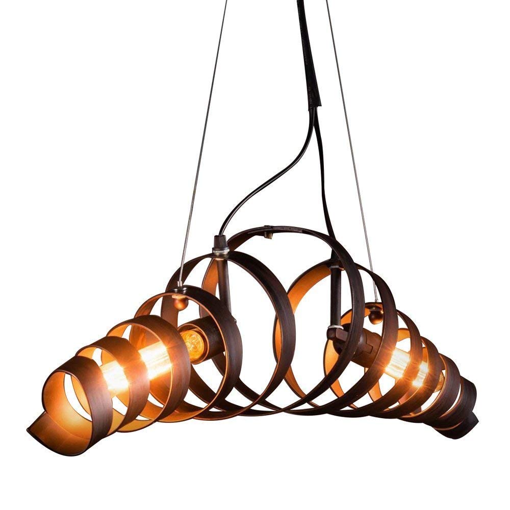Tins Vintage Pendant Light Metal Spirally Lamp Retro Chandelier