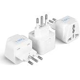 Ceptics Italy Power Adapter, Type L plug adapter, Universal Travel Adapter Chile, Italy travel adapter plug perfect for Rome, Lybia, Tunisia, Uruguay, GP-12A - White (3 Pack)
