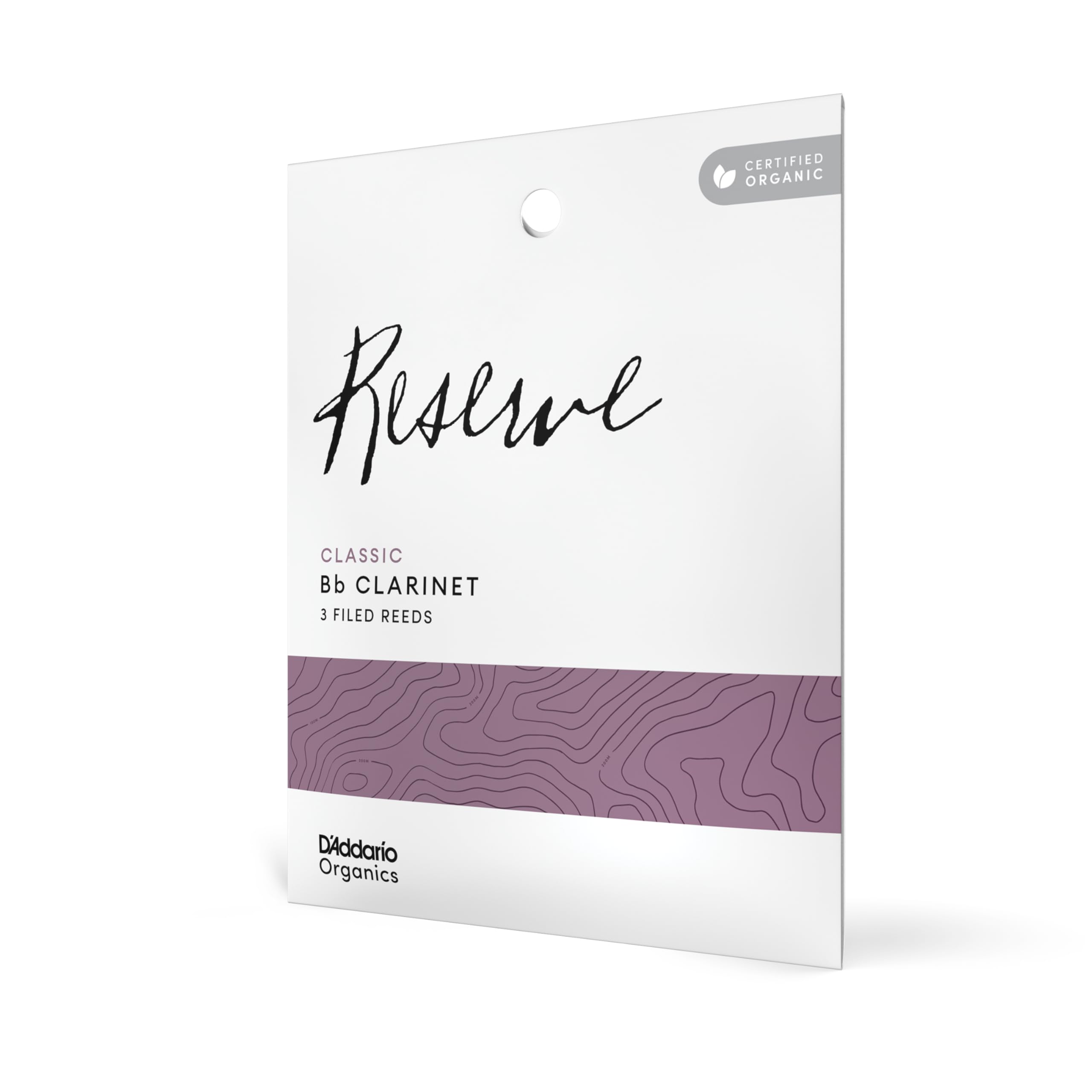 D'Addario Organic Reserve Classic Bb Clarinet Reeds - Reeds for Clarinet - Individually Sealed - 2.5 Strength, 3 Pack