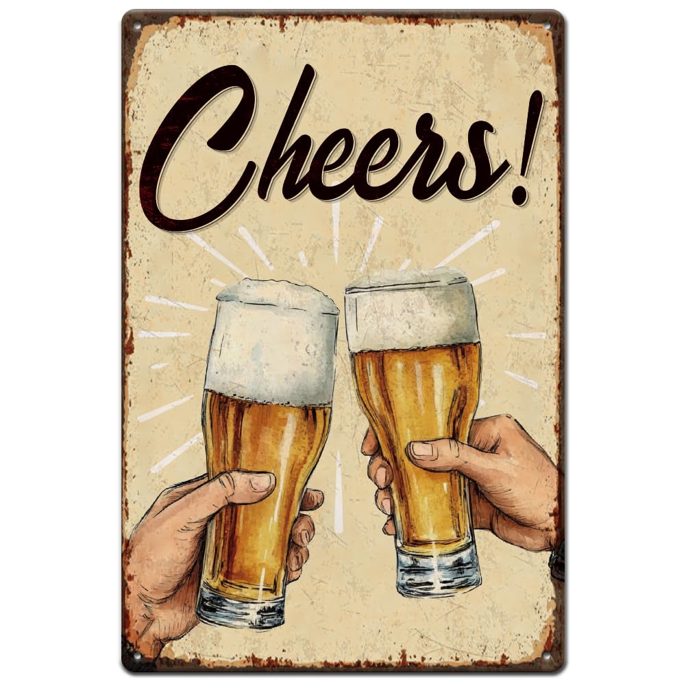 SUPERDANT Cheers Metal Tin Sign, 20x30cm, Vintage Art Sign, Retro Metal Poster, Wall Decor Plaque Sign