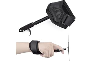 Compound Bow Release Aid Trigger Adult Archery Right Left Hand Adjustable Black Wrist Strap （Pack of 1