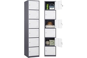 Fesbos Metal Locker Steel Storage Cabinet with 6 Doors for Office School Gym Metal Storage Locker Cabinets for Employees Students Steel Locker