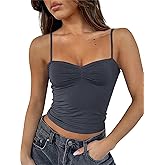 ForeFair Women Y2K Sweetheart Neck Sleeveless Crop Tank Tops Backless Spaghetti Strap Pleated Bustier Camis Going Out Top