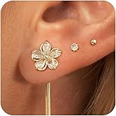 ACECHA Small Gold Hoop Earrings for Women, 14K Gold Plated Dainty Multiple Piercing Stud Earring Set Trendy Tassel Dangle Jewelry Stacks Gift