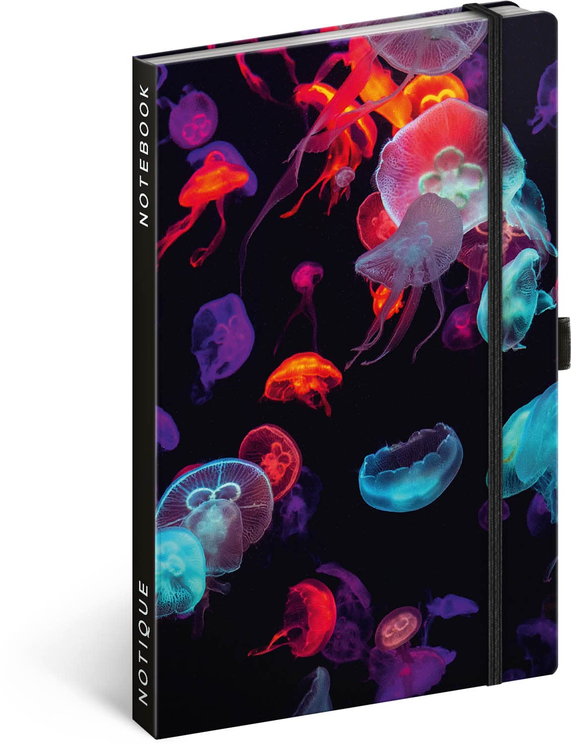 Presco Group NOTIQUE Notebook Lined with Elastic Band 13 x 21 cm Approx. A5, Hardcover Notebook, Notebook, Journal, Diary for Adults, Women (Jellyfish)
