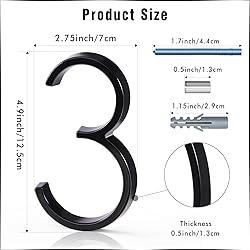 5 Inch Floating House Number 3, VONDERSO Black