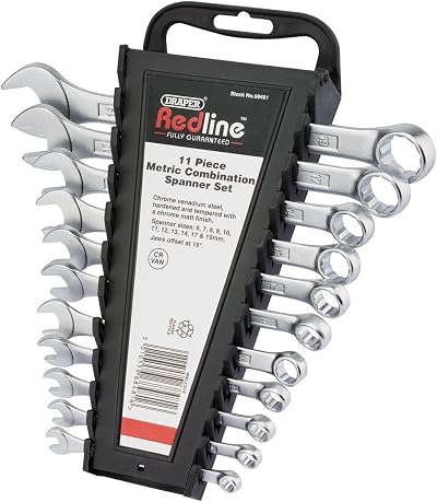 Draper Redline Metric Combination Spanner Set 11-Piece 68481 Chrome Vanadium